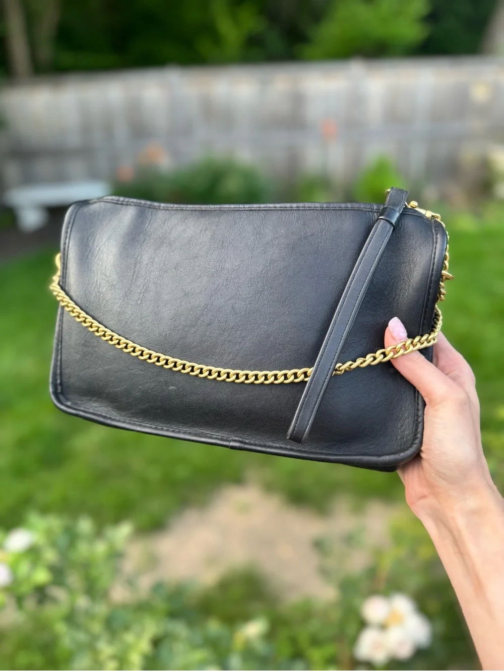 Coach Vintage Basic Bag Zippered Clutch NO Strap Black Leather #9455